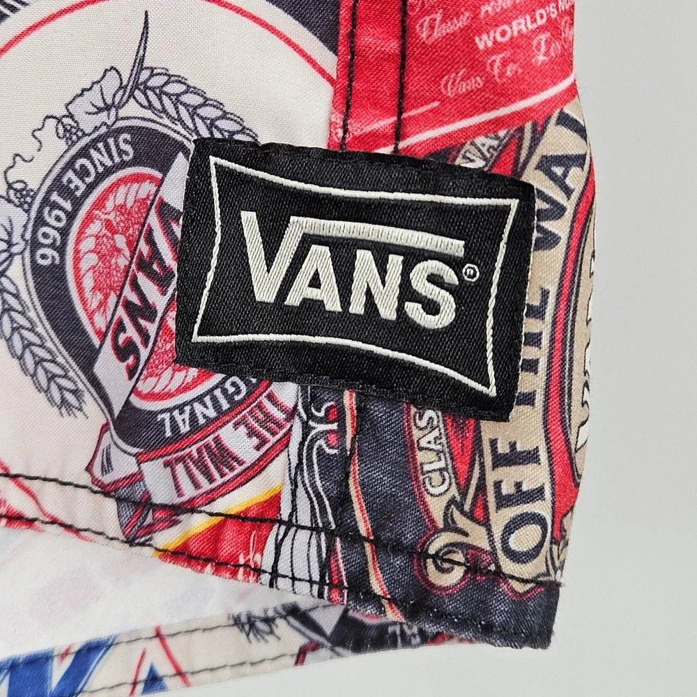 Vans Retro Beer Label Board Shorts Mens 30 (32) All Over Print Swim Trunks